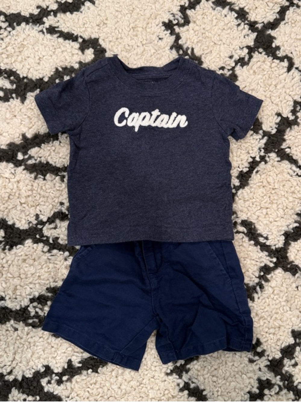 Janie and Jack Navy Blue 'Captain' Tee and Shorts Set